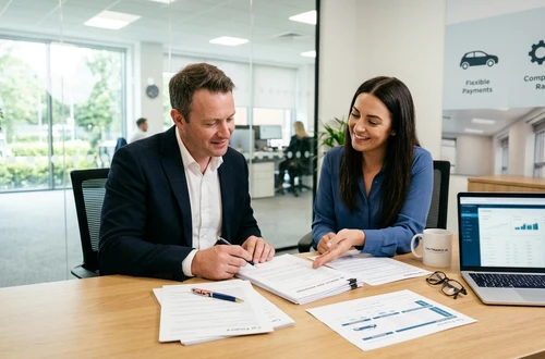 Customer getting answers about their car loan