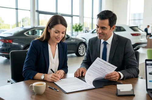 Happy borrower receiving car keys